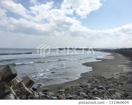 Empty sea and sandy beach Empty sea and sandy beach 131960604