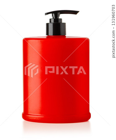 Red pump dispenser bottle for cosmetic lotion Red pump dispenser bottle for cosmetic lotion 131960703