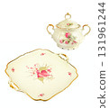 Antique Dessert Plate and Covered Sugar Bowl on White 131961244