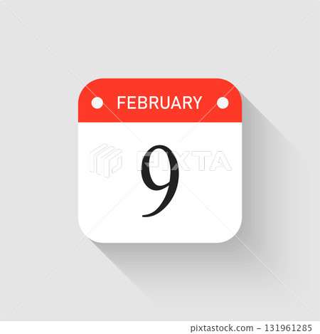 Vector icon page day calendar - 9 February month 131961285