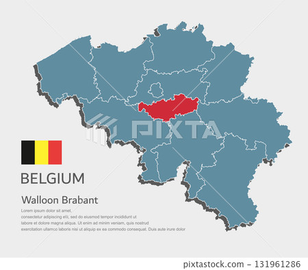 Vector map of Belgium - Walloon Brabant Province 131961286