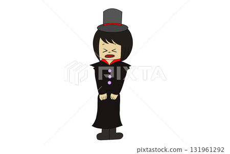 萬聖節化裝舞會上扮演德古拉的女孩的插圖 131961292