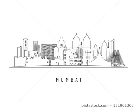 Detailed Mumbai skyline vector illustration. 131961303