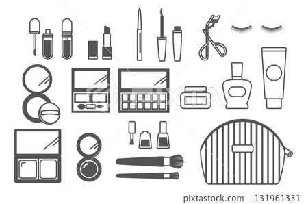 平面插圖：化妝品套裝（輪廓） 131961331