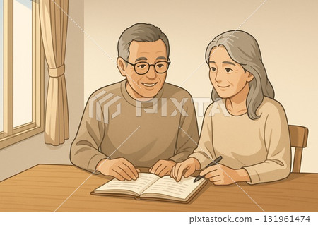 A calm discussion about finances at the window A calm discussion about finances at the window 131961474