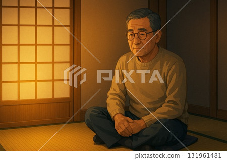 Night light through the shoji screen Night light through the shoji screen 131961481