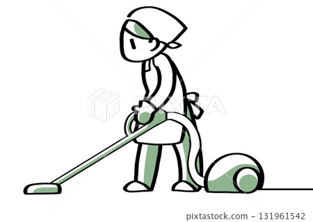 A woman cleaning a vacuum cleaner A woman cleaning a vacuum cleaner 131961542