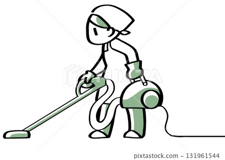 A woman cleaning a vacuum cleaner A woman cleaning a vacuum cleaner 131961544