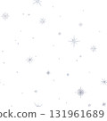Seamless pattern with snow and snowflakes in different shapes and forms. Christmas and New Year background. Watercolor hand drawn illustration on isolated background. Repeat print for design paper 131961689