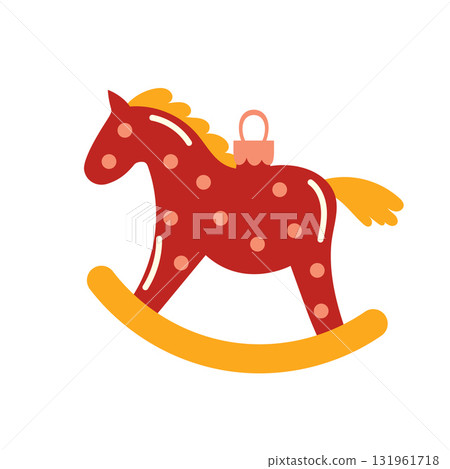A horse Christmas tree ornament, decorations. Colored vector illustration in cartoon style. 131961718