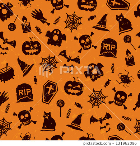 Vector seamless halloween pattern grunge style 131962086