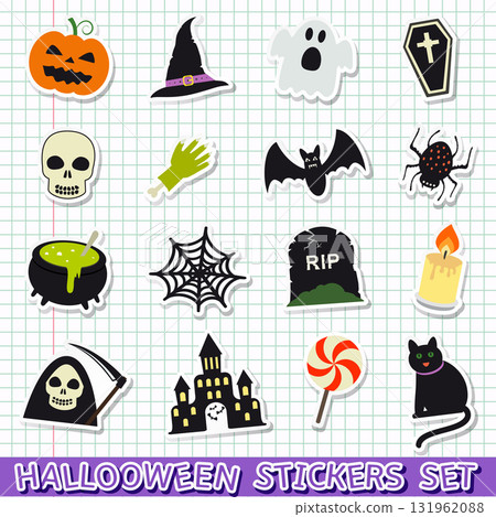 Halloween decoration element stickers set 131962088