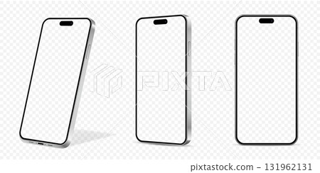 Realistic smartphone mockup isolated on transparency grid layer Realistic smartphone mockup isolated on transparency grid layer 131962131