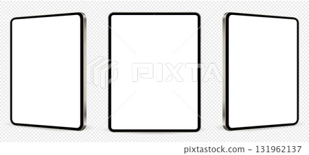 Realistic tablet mockup on three sides with blank screen 131962137