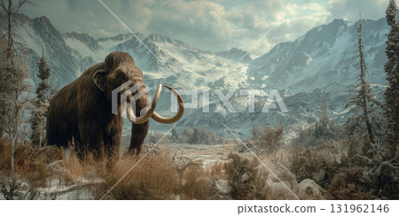 Wooly mammoth in ice age Wooly mammoth in ice age 131962146