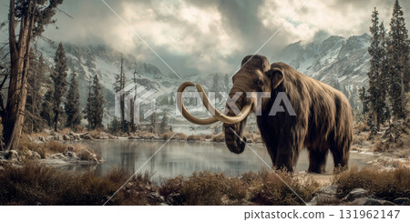 Wooly mammoth in ice age Wooly mammoth in ice age 131962147