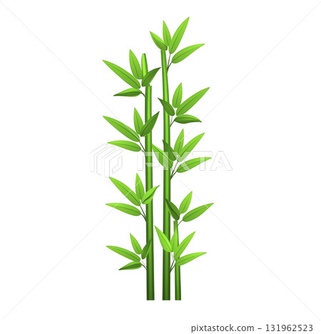 cluster of vibrant green bamboo stalks with lush leaves, symbolizing growth and tranquility. image captures natural beauty and elegance of bamboo plants 131962523