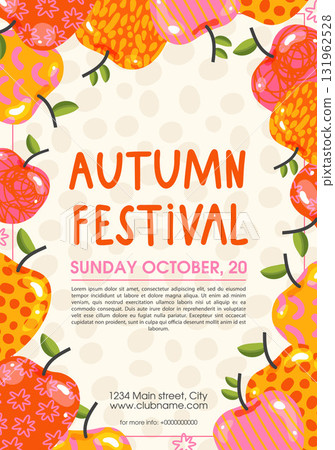 Autumn, Fall, Thanksgiving day backgrounds with leaves and apples. Vector templates poster, invitation, card 131962528