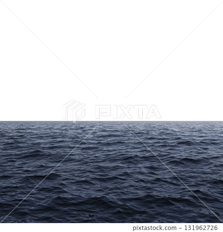 vast, calm ocean stretches under dark sky, creating serene and mysterious atmosphere. water surface is gently rippled, reflecting deep blue hues of sea 131962726