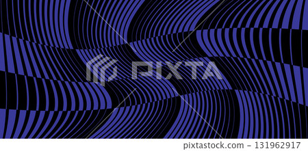 Gradient Transition Lattice. Black and blue Curved Striped halftone gradation texture. Wavy thin to thick lines Repeating pattern. Doppler effect strip concept. Vector Optical illusion effect. Not AI Gradient Transition Lattice. Black and blue Curved Striped halftone gradation texture. Wavy thin to thick lines Repeating pattern. Doppler effect strip concept. Vector Optical illusion effect. Not AI 131962917