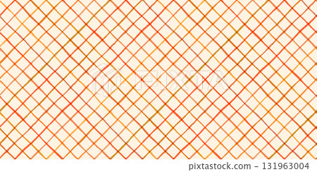Diagonal fall cross line vector seamless pattern, orange and brown warm colors lattice check autumn background 131963004