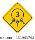 Black icon of three keys for a door lock. 131963792