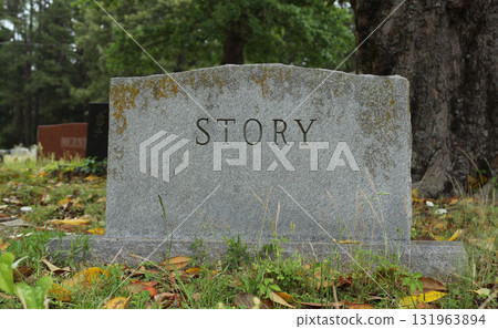 Headstone in Cemetery With Word Story 131963894