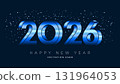 Shiny blue gradient numbers 2026 scattered snow 131964053
