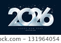 Silver numbers 2026 with sparkling snowflakes 131964054