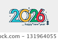 New Year 2026 celebration typography symbol design 131964055