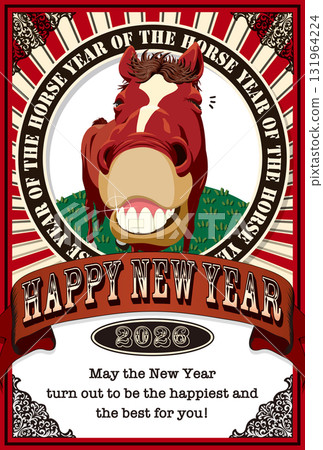 2026 New Year's Card Template "Art Poster Style Design" Happy New Year English Annotation Pattern 2026 New Year's Card Template "Art Poster Style Design" Happy New Year English Annotation Pattern 131964224