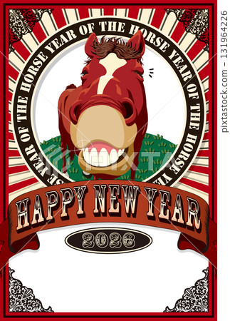 2026年新年賀卡範本「藝術海報風格設計」新年快樂，有手寫空間 131964226