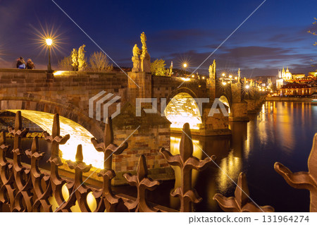Charles Bridge at sunset in Prague Czech Republic 131964274