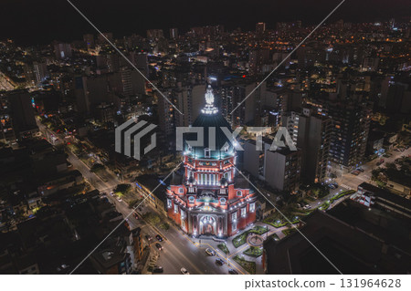 Night view of the Church of the Immaculate Heart of Mary, located in the historic district of Magdalena. Peru Night view of the Church of the Immaculate Heart of Mary, located in the historic district of Magdalena. Peru 131964628