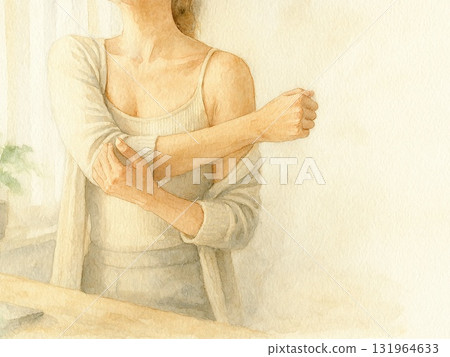 Morning shoulder stretches and soft light 131964633