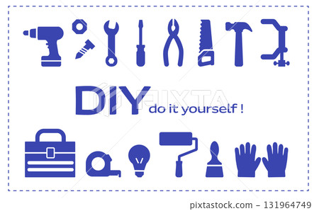 DIY工具輪廓圖示集(藍色) DIY工具輪廓圖示集(藍色) 131964749