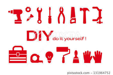 DIY工具輪廓圖示集(紅色) DIY工具輪廓圖示集(紅色) 131964752