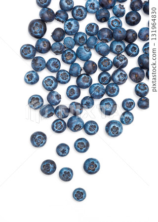 Ripe blueberries isolated on white background. 131964830