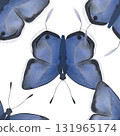 Long tailed Blue butterfly. Seamless watercolor pattern for printing on fabric, textiles, wrapping paper, bags, notebooks and notepads. Spring summer 2026 131965174