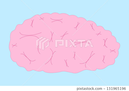A pink brain illustration with intricate details. Ideal for Halloween themed projects, horror designs, or any spooky related artwork featuring anatomy, internal organs, eerie visuals. Internal organ. 131965196
