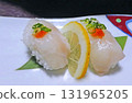 A taste of winter. A photo of pufferfish nigiri sushi, where you can enjoy the chewy flavor of nigiri sushi. 131965205