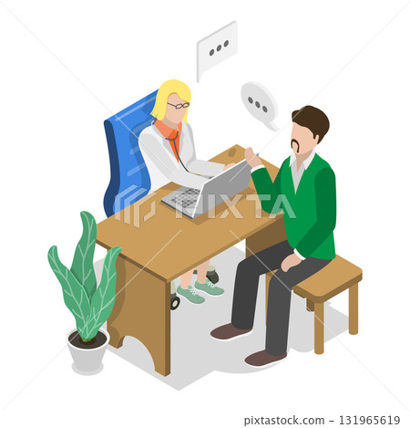 3D Isometric Flat Vector Illustration of Health Examination, Patients Meeting Doctor. Item 3 3D Isometric Flat Vector Illustration of Health Examination, Patients Meeting Doctor. Item 3 131965619
