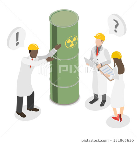 3D Isometric Flat Vector Illustration of Nuclear Energy, Power Generation Plant. Item 2 131965630