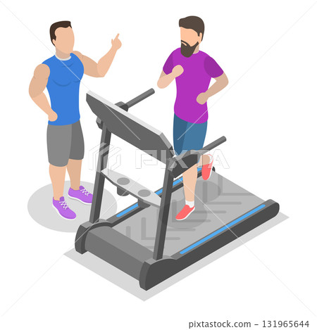 3D Isometric Flat Vector Illustration of Healthy and Active Lifestyle, Get In Shape With A Personal Fitness Coach. Item 3 131965644