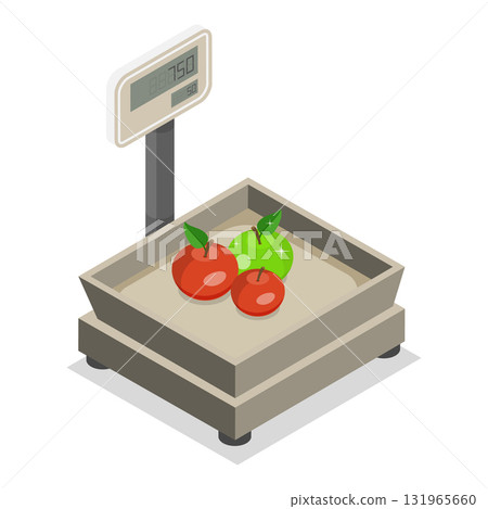 3D Isometric Flat Vector Illustration of Retail Scales, Analog and Digital Devices. Item 2 3D Isometric Flat Vector Illustration of Retail Scales, Analog and Digital Devices. Item 2 131965660