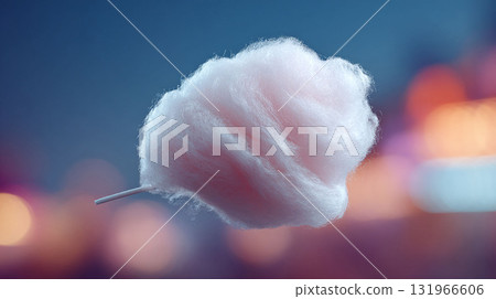 Delicate pink cotton candy against a dreamy, bokeh background. Evokes childhood, sweetness, and summer fun. Ideal for festive designs or nostalgic themes. Delicate pink cotton candy against a dreamy, bokeh background. Evokes childhood, sweetness, and summer fun. Ideal for festive designs or nostalgic themes. 131966606