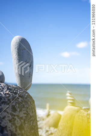 Scenery with stones Nariishi Beach (Kotoura Town) 131966880