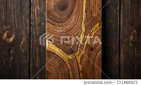 Detailed wood planks in warm tones with golden accents. Concept for designer textures or creating a rustic corporate identity, a minimalist, eco-friendly autumn banner Detailed wood planks in warm tones with golden accents. Concept for designer textures or creating a rustic corporate identity, a minimalist, eco-friendly autumn banner 131966925