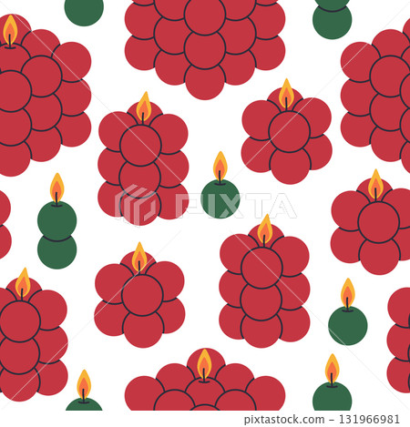 Christmas candles pattern. Decorative wax candles endless design, aroma candles flat vector background illustration. Home interior decor seamless pattern Christmas candles pattern. Decorative wax candles endless design, aroma candles flat vector background illustration. Home interior decor seamless pattern 131966981