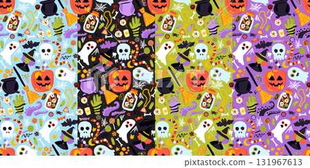 Halloween Sketch Patterns Set 131967613